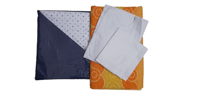 GUGGU Men's 5-Piece Pandit Dhoti Kurta Set, White color | Unstitched Kurta,Angocha,Vest,Hanky. (Best item for shradh or diwali) Best package for pandit ji.
