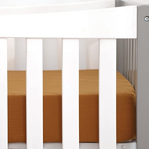 Image of GRSSDER 100% Cotton Muslin Crib Sheet 2 Pack - Breathable & Ultra-Soft Fitted Crib Sheets for Standard Baby & Toddler Mattresses, 52 inchx28 inch with 9 inch Deep Pocket, Snug Fit All-Around Elastic