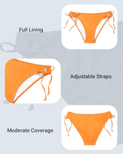 Image of Zmart Women's String Tie Side Bikini Bottoms - Adjustable Low Rise Swimsuit Bottom Moderate Coverage Bathing Suit