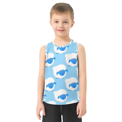J JOYSAY Cartoon Sheep Blue Boys Tank Top Sleeveless Muscle Shirts Quick Dry Kids T-Shirts 3-15T2