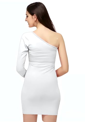 Image of Women Polyester Trendy One Shouder Bodycon Dress, Knee Length Western One Piece