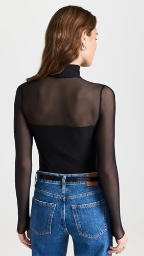 commando Women's Chic Mesh Mockneck Long Sleeve Covered Thong Bodysuit3