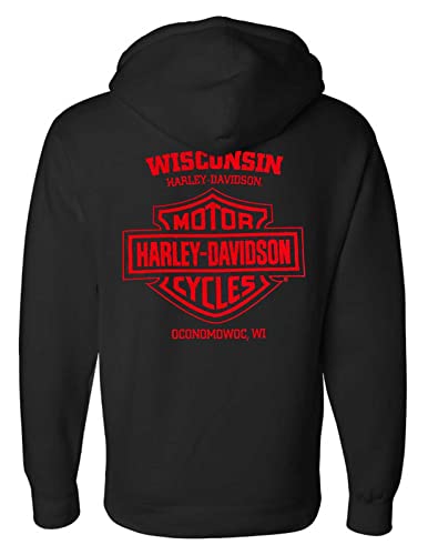 Harley-Davidson Men's Strong Box Zip-Up Fleece Hooded Sweatshirt - Black2