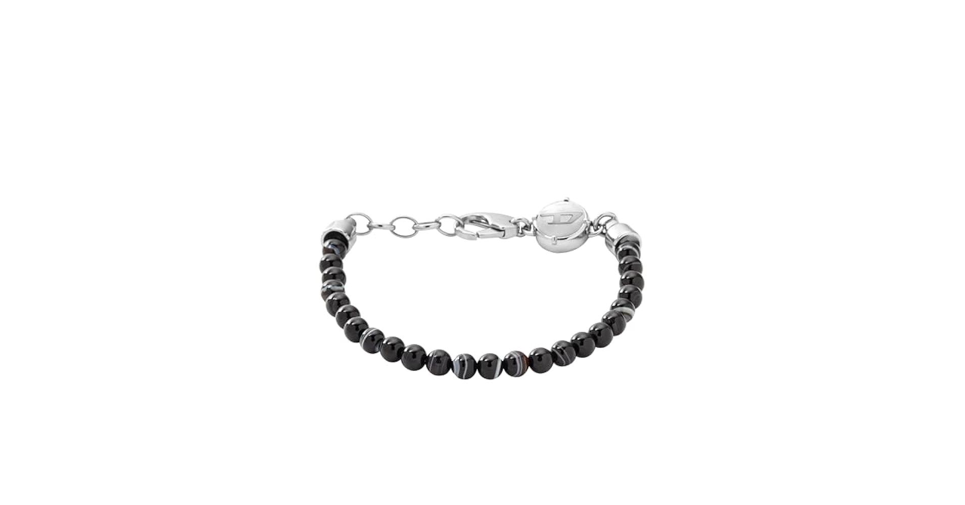 ★クール★DIESEL BLACK SEMI-PRECIOUS BEADED BRACELET Amazon.com: Diesel All-Gender Stainless Steel and Beaded