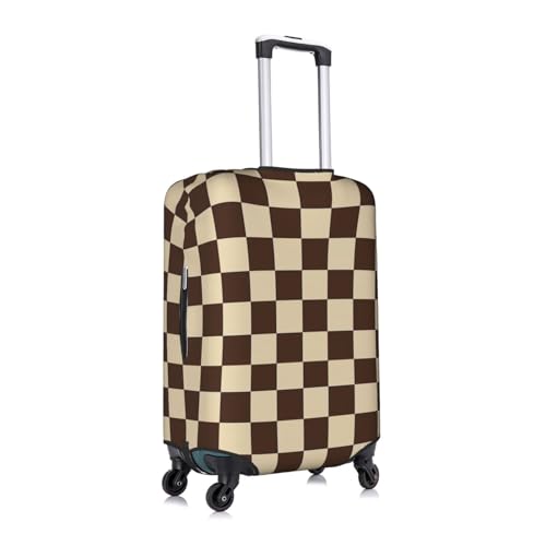 Brown Checkered Luggage Cover Washable Suitcase Cover Anti-Scratch Checkered Luggage Protector Covers Elastic Luggage Identify for Suitcase S fits 18-21 Inch Luggage3