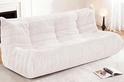 Image of Bean Bag 3-Seater Chair Big Sofa Beanbag Chair for Adults Fireside Chair Bean Bag Lounger with Memory Foam Filled for Home,Apartment or Gaming Venue（Beige Teddy）