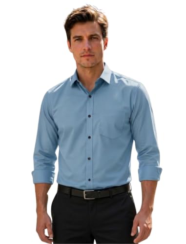 Image of Men's Regular Fit Solid Pattern Cotton Shirt with Spread Collared Long Sleeve Standard Length and Button Down Closure Type | Shirts | Stylish Shirts for Men