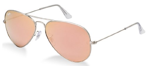 Ray-Ban Aviator Sunglasses Matte Silver/Pink Mirror (019/Z2) 55mm (SMALL SIZE)