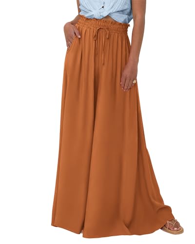 BTFBM High-Waisted Wide-Leg Palazzo Pants (Solid Brown)