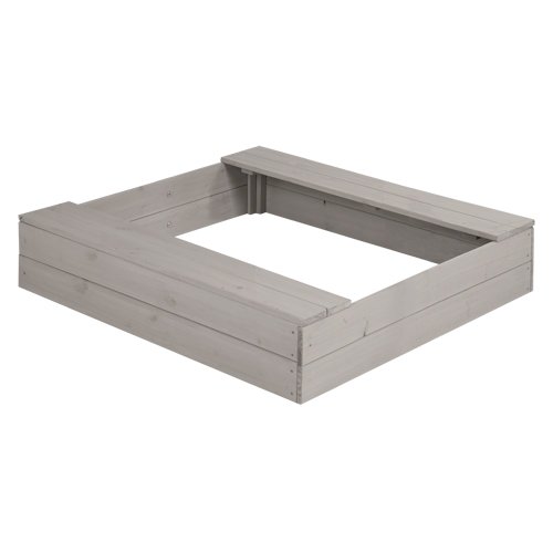 roba Sandkasten klein, Holzsandkasten aus wetterfestem Massivholz, grau lasiert