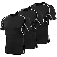 AMZSPORT Camiseta de compresión para Hombre, Manga Corta,