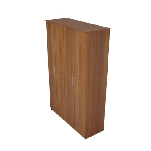 Image of NEUDOT Mono Engineering Wood 4 Door Wardrobe | Almirah for Clothes Wooden | Wardrobe Organizer for Clothes | Multipurpose Almirah for Storage Bedroom | 1 Year Warranty - Leon Teak Finish