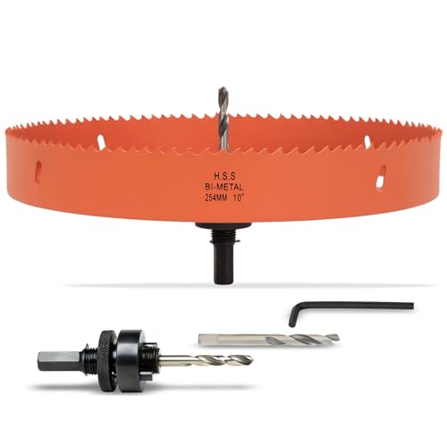 10 inch Hole Saw for Wood, Metal, Plastic &amp; Drywall, with Arbor