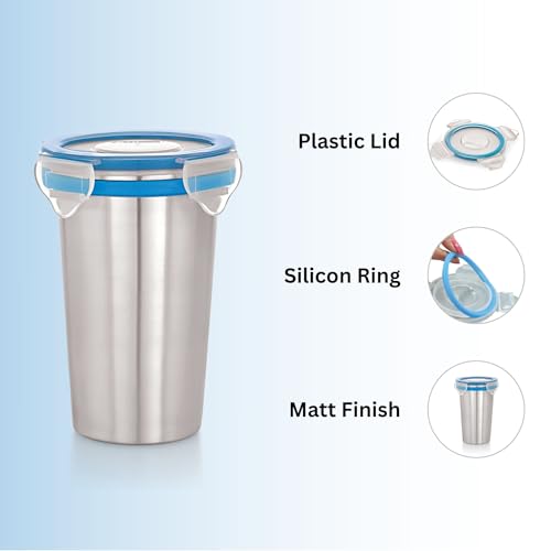 Image of STEELLOCK Stainless Steel Tumbler with Lid, 325ML, BPA Free Water Tumbler, Leak Proof, Office Tumbler, Rust-Free, Easy Grip, Easy to Carry, Travel Bottle