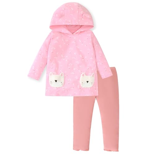 Image of HILEELANG Toddler Girl Fall Outfits Clothing Pants Set Sweatshirt Cotton Strench Leggings Playwear Sets 2pc
