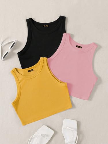 Image of Tops for Women Crop Top for Women's Tank Activewear Tee Sports Western Casual Cotton Camisole Pack of 3 Combo