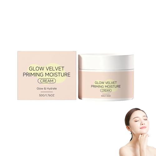 Glow Velvet Priming Moisture Cream – Pore Blurring and Makeup Gripping Primer | Hydrating Korean Skin Care Face Primer for All Skin Types | Terciopelo Finish, All-Day Makeup Lock (1 unidad)