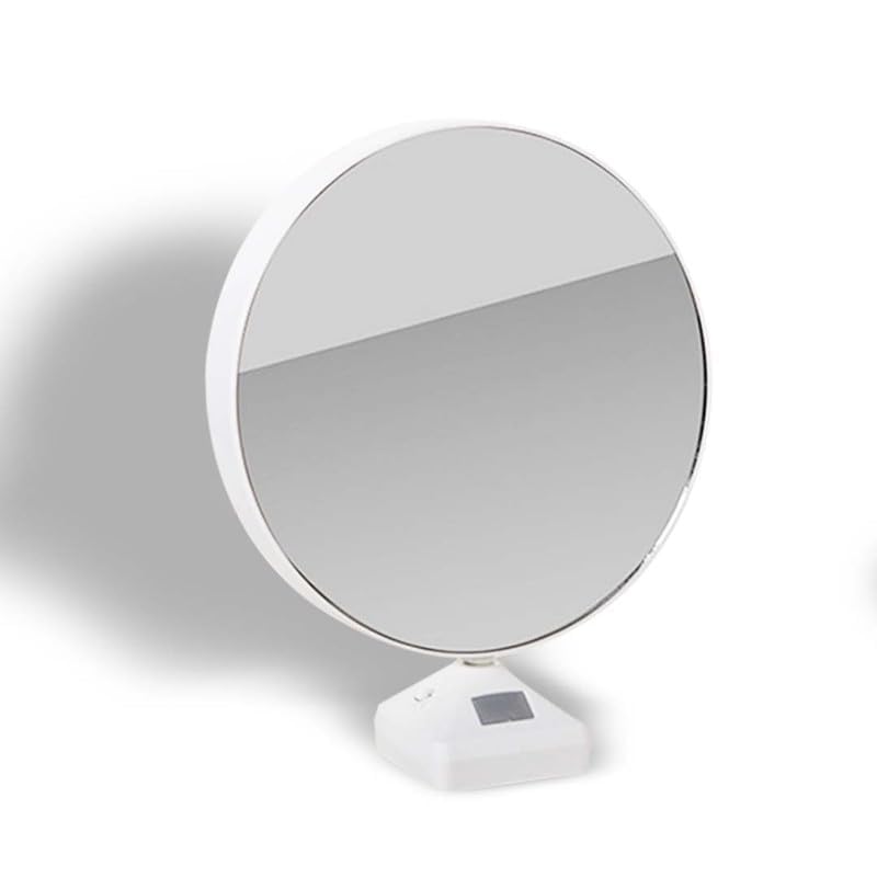 plastic - personalized round shape photo magic mirror frame | a unique gift idea (small) | table top | 1 photo included, tabletop, white