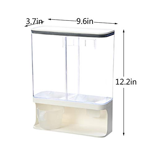Wall Mounted Dry Food Dispenser - 2-Grid Storage Kitchen Food Dry Food Dispenser, Wall Mount Dispenser for Candy Granola Nuts Beans Not for Oatmeal (3000ML) - Thumbnail 2