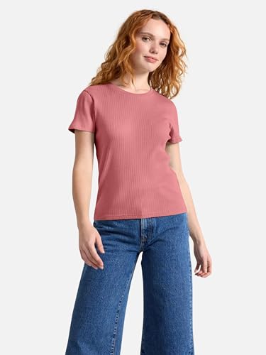 Image of Zilcon Women Fashion Trendy Ribbed Round Neck t Shirt for Woman Half Sleeves Tops for Women Stylish Western Formal, Casual, Office, Date, Outing, Party Tops