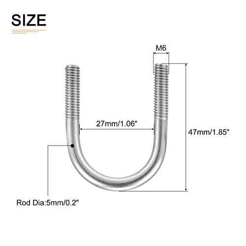Image of DTGN 1-1 /8 inchx1.85 inch(DXL) Round U-Bolts - 5Pack - Good for Construction Industry - 304 Stainless Steel Round Bend U Bolt - Silver
