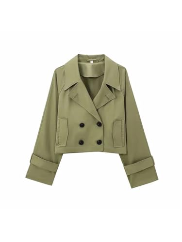 Women Fashion Double-Breasted Jackets Long Sleeve Business Short Casual Trench Coats3