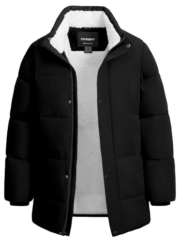 Image of Boys Winter Puffer Jacket Waterproof Hooded Parka Coat with Faux Fur Lining Warm Insulated Outdoor Jacket for Kids