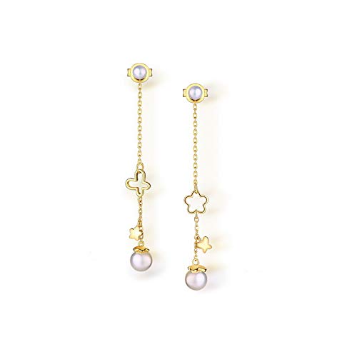 Boucles d'oreilles en argent sterling asymétriques et perles pour fille