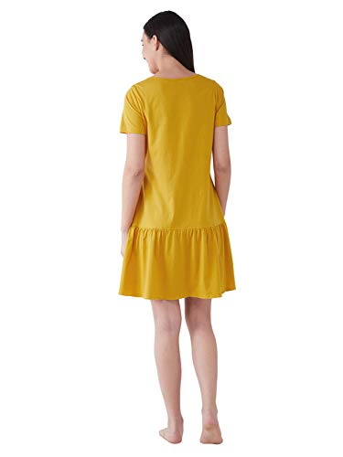 Image of Miss Chase Women's Maroon Round Neck Short Sleeve Solid Comfortable Regular Length Dress with Pockets