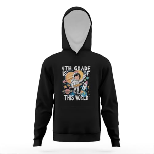 Astronaut 4th Grade Is Out Of This World Back To School Hoodies for Teen Girls Boys Kangaroo Pocket Sweatshirt3