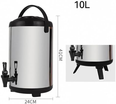 Insulated Beverage Bucket, Keeps Drinks Hot for Hours, Ideal for Milk Tea and Hot Beverages,Silvery-10L