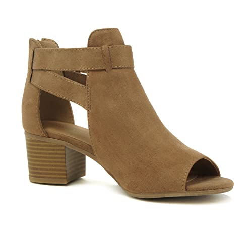 Image of CITYCLASSIFIED Invest ~ Women's Cutout Side Strap Mid Black Chunky Heel Fashion Ankle Bootie