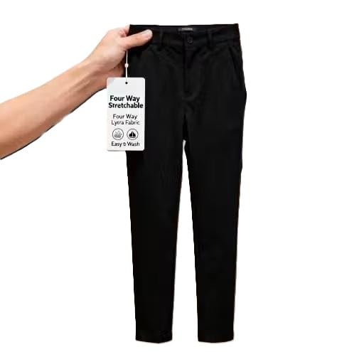 Men’s Solid Black Trousers Comfortable Regular Fit Casual & Formal Pants | Smooth Lightweight-picture-28