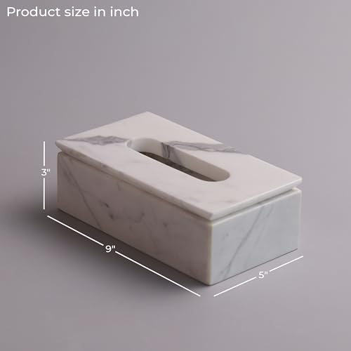 Image of HANDICRAFT BAZAAR Marble Tissue Box Holder for Countertops, Dining Table, Office, Home (Statuario)