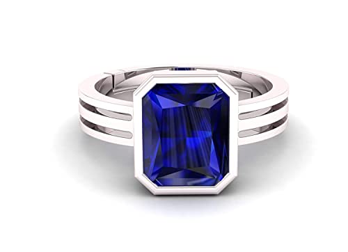 Bague saphir bleu d'exception en alliage Panchdhatu et plaqué argent