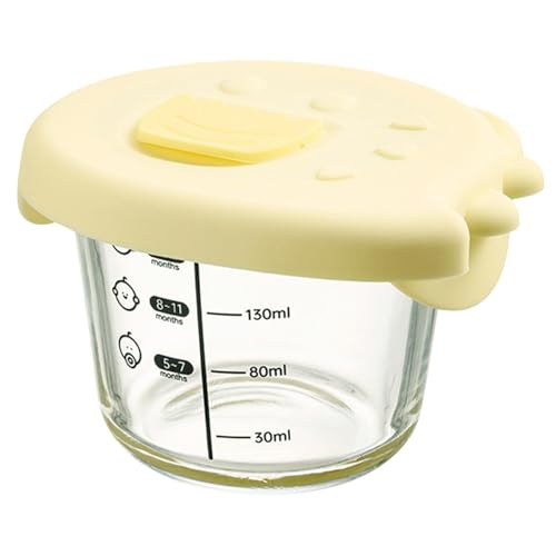 Cartoon Glass Bowl, Kids Food Prep Container, Small Glass Food Basin with Silicone Dinosaur Lid, 4.13x4.13x2.76 Inches, Perfect 