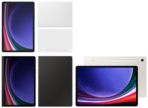Image of Samsung Galaxy Tab S9 RAM 12 GB, ROM 256 GB, Wi-Fi + 5G Tablet, Beige with S9 Screen Protector, Transparent & S9 Book Cover Keyboard, Black & S9 Privacy Screen, Black & S9 Smart Book Cover, White
