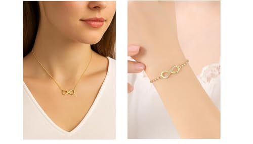 Image of Nilu's Collection Infinity Shape Cubic Zirconia Diamond Bracelet for Women Jewelry for Gift, Adjustable Charm Bracelet