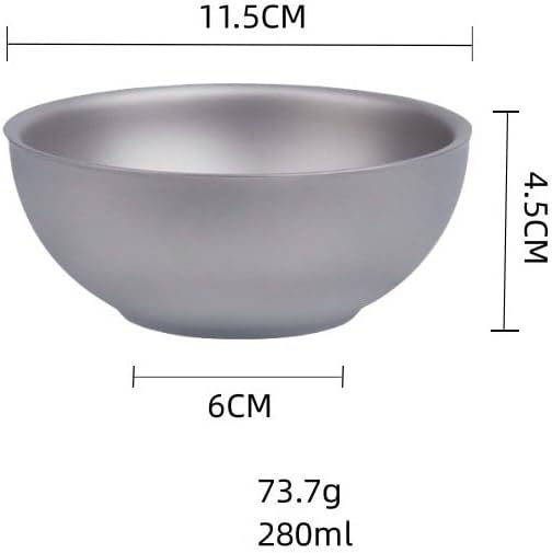 1PC Pure Titanium Double-layer Bowl 280ML, Lightweight Portable Tableware Suitable For Home Or Outdoor Camping(B S)