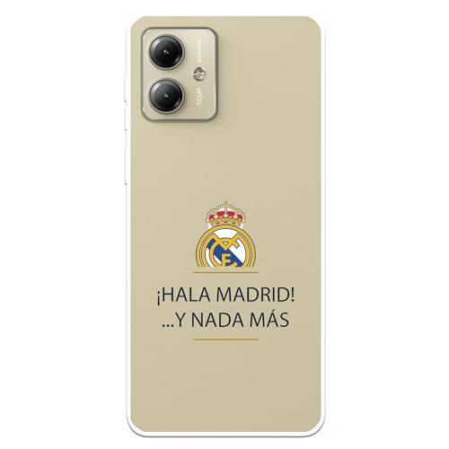 Funda para Motorola Moto G14 del Real Madrid ¡HALA Madrid! tansparente para Proteger tu móvil. Capa de Silicona Flexible con Licencia Oficial Real Madrid