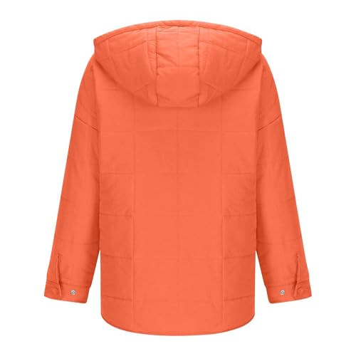 Sales Clearance Today Deals Prime Oversized Jacket For Women Women'S Quilted Puffer Jackets & Coats Plus Size Long Sleeve Hooded Winter Warm Lightweight Outwear With Pocket Orange X-Large2