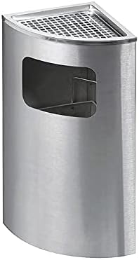 DHZYY Trash Can,Stainless Steel Trash Can with Grid Ashtray,Outdoor Dustbins Waste Recycling Compost Bins for Commercial Use Garbage Bin (Color : Silver)