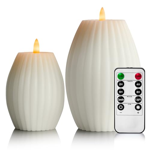 Bougies LED sans flamme télécommandées et bougies à piles en cire blanche