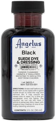 Angelus Suede Dye - Black - 3 oz Premium Liquid Dye for Suede, Nubuck, and Nappy Leather