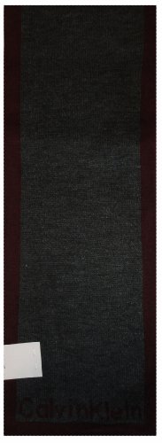 Men's Calvin Klein Reversable Winter Scarf Muffler Wine/Charcoal Heather Grey