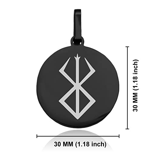 Stainless Steel Viking Rune Round Medallion Pendant Necklace2