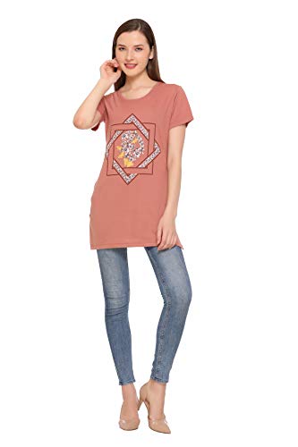 Image of In Love Women's Plus Size Longline T-Shirt with Side Pocket, 3 /4 Sleeve, Crew Neck