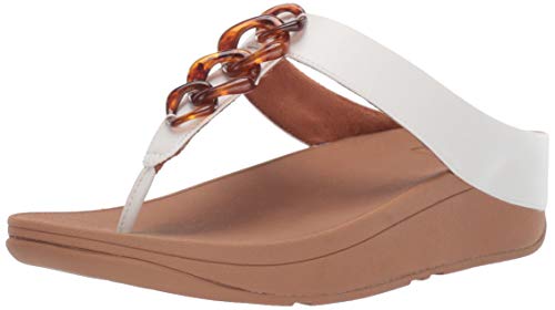 FitFlop Women's Fino Tortoiseshell Chain Sandal, Urban White, 9 M US