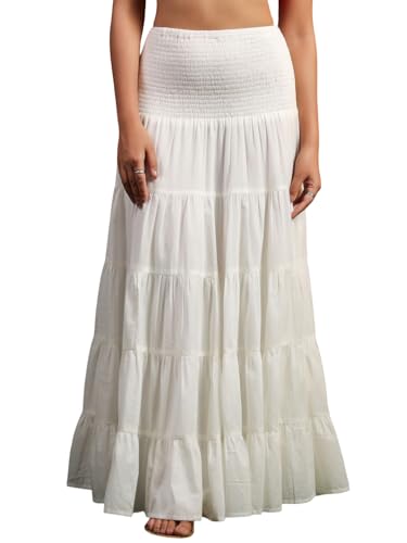 Image of OTABU | Skirt for Women | Tiered Maxi | Smocked Waist Silhouette | Flowing Everyday Wear.