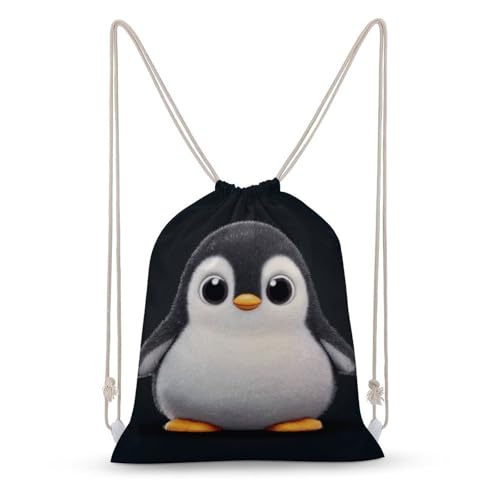 Drawstring Backpack Foldable Draw String Bags Cute Penguin Sackpack Sports Gym Bag for Shopping Yoga
